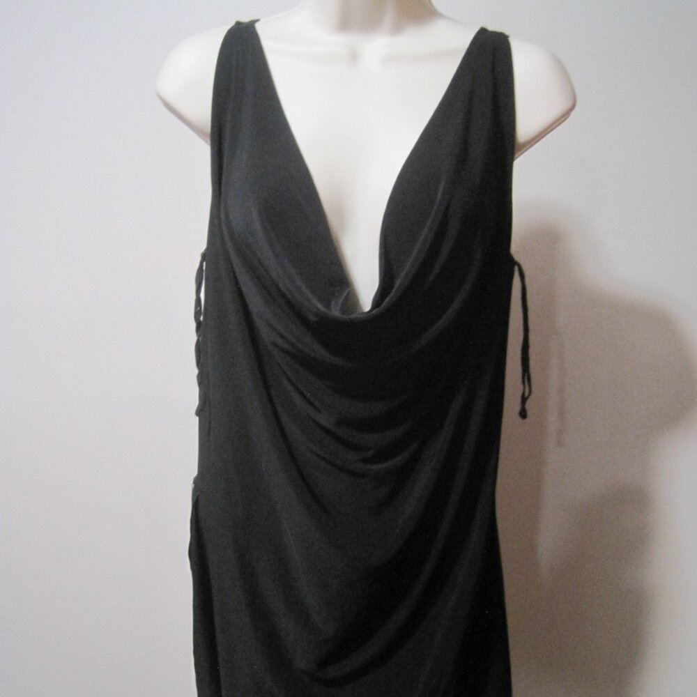 Michael Kors Women's Black Blouse Size Medium Cowl Neck Sleeveless Side Zipper